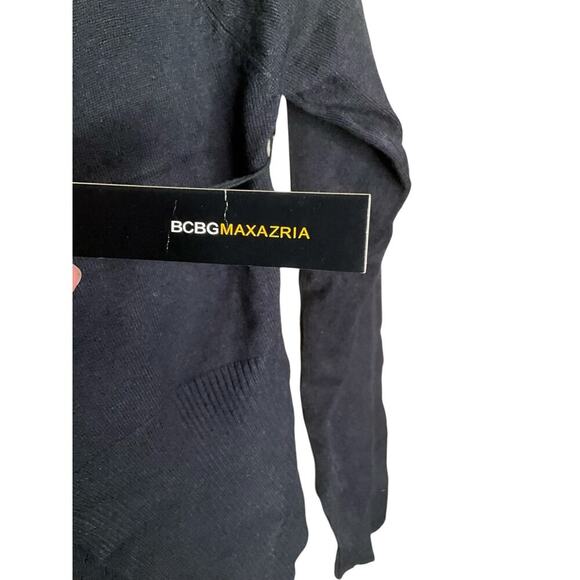 BCBGMAXAZRIA Bolero Cropped Cardigan Knit Heart Stud Accent Black Size L NWT - Picture 4 of 6